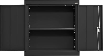 Sandusky Lee WA11301226-09 Wall-Mount Metal Storage Cabinet with Adjustable Shelf, Locking Handle, 200lb Capacity, 12" Depth x 30" Width x 26" Height, Black