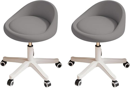 Rolling Stool Set of 2 Rolling Hydraulic Salon Stool with Low Backrest - Adjustable Swivel Chair for SPA, Shop, Salon, Massage, or Medical Office Dark Grey