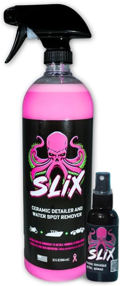 Boat and Car Detailing Spray | Water Spot Remover Boats | SLIX | Ceramic Coating for Cars & Boats | Waterless Car & Boat Cleaner | Protects Finish | Lasting Shine | Refreshing Coco-Lime Scent | 32 Oz