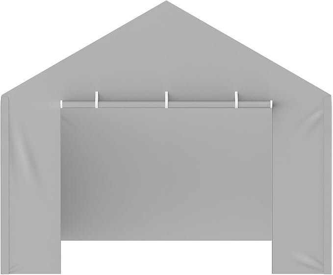 VEVOR Carport Replacement Canopy Cover Side Wall 12 x 20 ft, Garage Tent Shelter Tarp Heavy-Duty Waterproof & UV Protected, Easy Installation with Ball Bungees,Grey (Top and Frame Not Included)