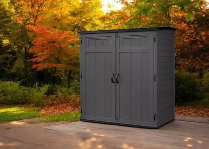 Outdoor Storage Shed, Extra Large Vertical, 6' x 4', Dark Gray