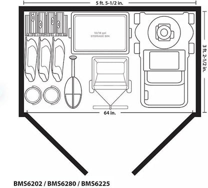 Outdoor Storage Shed, Extra Large Vertical, 6' x 4', Dark Gray