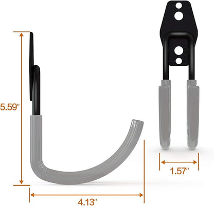 Garage Storage Utility Hooks，Garage Garden Tool Organizer，Steel Wall Mount Hooks, Large Garden U Hooks （2 Pack） (Type-2-Gray)