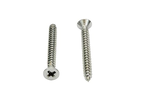 Bolt Dropper 100 Pack #4 x 1in Wood Screw - Stainless Steel Screws with Flat Head Phillips Drive - 18-8 (304) Corrosion-Resistant Screws for Indoor or Outdoor Wood Use