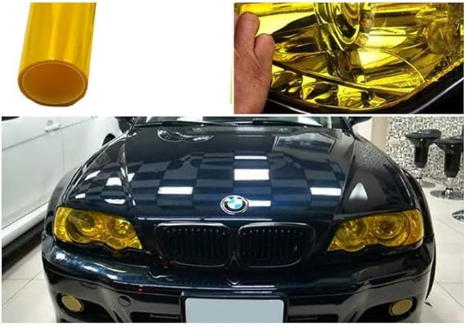 12 by 48 Inches Self Adhesive Headlight, Tail Lights, Fog Lights Tint Vinyl Film (12 X 48, Gold)