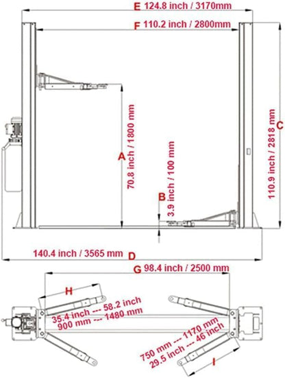 10000lbs 2 Post Lift AK-H105 Two Post Car Lift Automotive Lift with Floor Plate 36 Months Part Replacements (H105)