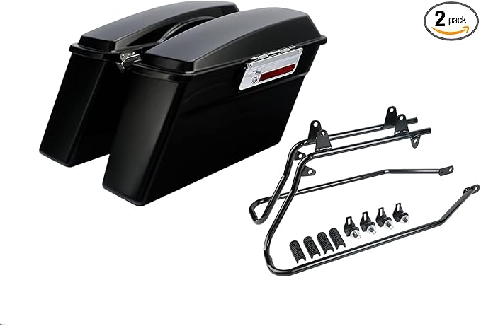 XFMT Matte Black Hard Saddlebags Saddle Bags Trunk W/Black Conversion Brackets For Harley Softail Heritage Classic Deluxe 1984-2017