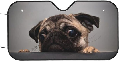Pug Dog Car Windshield Sunshade Front Window Sun Visor Protector Foldable Shield Cover for Truck SUV
