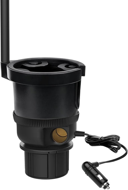 ToughTested XL Power Cup Holder Phone Holder - Heavy-Duty Phone Mount & Oversized Cup Holder for Car – Fits 64oz YETI/Stanley Mugs, USB Ports, 9" Gooseneck Arm – Universal for Truck, SUV, RV & Van