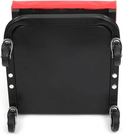Rolling Creeper Seat with Cushioned Seat Heavy-Duty Garage Roller Seat with 4 Universal Mechanics Stool Mechanic Chair for Workshop, Garage, Auto Repair Shop