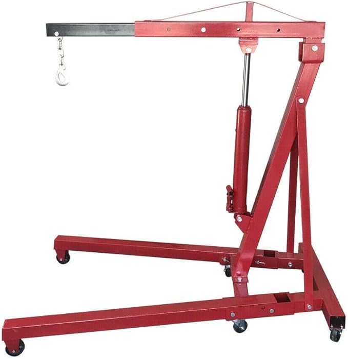2 TON 4000 lbs Foldable Hydraulic Engine Hoist Cherry Picker Heavy-Duty for Garage Shop Lifting, Red