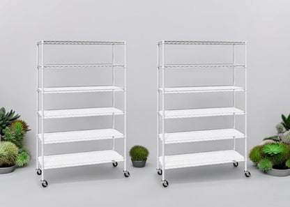Generic Organize in Style with The Members Mark 6-Tier NSF Heavy Duty Wire Shelving, 47.75"" W x 18"" D x 75.5"" H (White, 2 PACK)