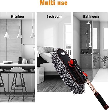 Car Duster Set,Car Duster Exterior Scratch Free with Extendable Handle,Large and Small Car Brushes Remove Dust for Cars and Trucks,Microfiber Car Interior Brush