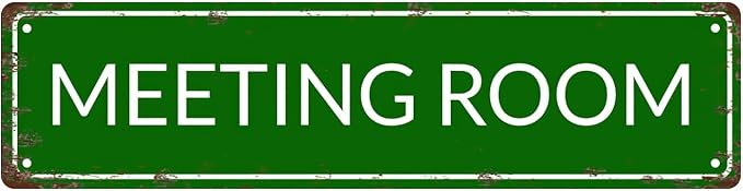 MEETING ROOM Space Vintage Metal Tin Sign, Street Sign, Home Decor, Room Decor, Wall Decor, Bathroom Decor, Bar Decor, Cafe Decor, Garage Decor, 16 x 4 Inch
