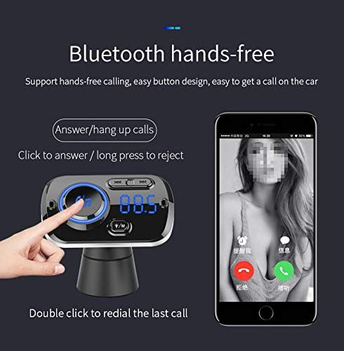 Bluetooth 5.0 Car Audio Transmitter | HD Sound, Fast 20W PD & QC3.0 Charging, Hands-Free Calls, RGB Lights, FM & TF Card