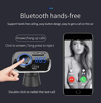 Bluetooth 5.0 Car Audio Transmitter | HD Sound, Fast 20W PD & QC3.0 Charging, Hands-Free Calls, RGB Lights, FM & TF Card