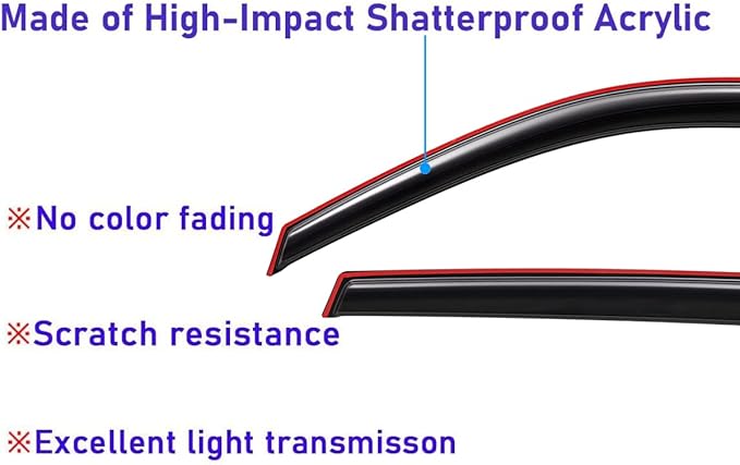 Lightronic Extra Durable Clip-on in-Channel Auto Vent Window Visor, Fits 1999-2004 Jeep Grand Cherokee, UV Protection Rain Guard, Original Wind Deflector, No-Drill Easy Install, Dark Smoke, 4-Pcs