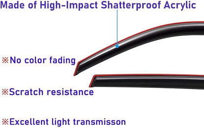Lightronic Extra Durable Clip-on in-Channel Auto Vent Window Visor, Fits 1999-2004 Jeep Grand Cherokee, UV Protection Rain Guard, Original Wind Deflector, No-Drill Easy Install, Dark Smoke, 4-Pcs