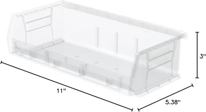 Akro-Mils 30232 AkroBins Plastic Storage Bins, Space-Saving Stackable Bins for Garage, Pantry, Craft Organization, 5-Inch x 11-Inch x 3-Inch, Clear, 8-Pack