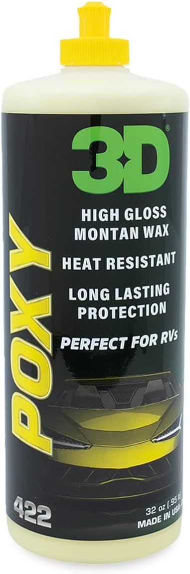 3D POXY Montan Wax Sealant – Long Lasting Hybrid Car Wax for High Gloss Finish & Paint Protection | Non-Staining Formula | Easy to Apply | Made in USA | 32 oz