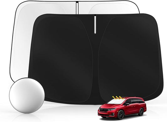 Windshield Sun Shade for Honda Odyssey (LX EX EX-L Touring Elite Minivan) 2018-2025 2026 Foldable Sunshade Custom Fit Front Window Car Interior Accessories Protector Blocks UV Rays