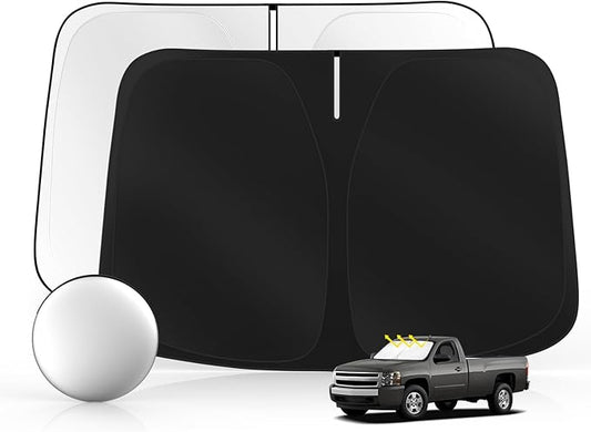 Windshield Sun Shade for Ch-evro-let/Chevy Silverado 1500 1500HD 1999-2006 Foldable Sunshade Custom Fit Front Window Car Interior Accessories Protector Blocks UV Rays