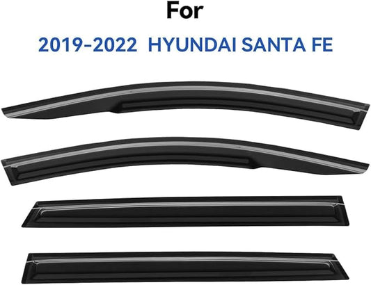 Window Visors Rain Guards for 2019 2020 2021 2022 2023 Hyundai Santa Fe, Out-Channel Window Vent Wind Deflectors Visors Shades for 19 20 21 22 23 Santa Fe