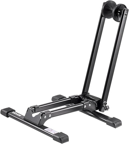 VEVOR Bike Rack, Fits 20 to 29 Inch Mountain & Road Bikes, Alloy Steel Rust-Resistant Bike Floor Stand Rack, Foldable Bicycle Stand for Entryway, Garage, Home Bikes Parking & Storage, 1 Pack, Black