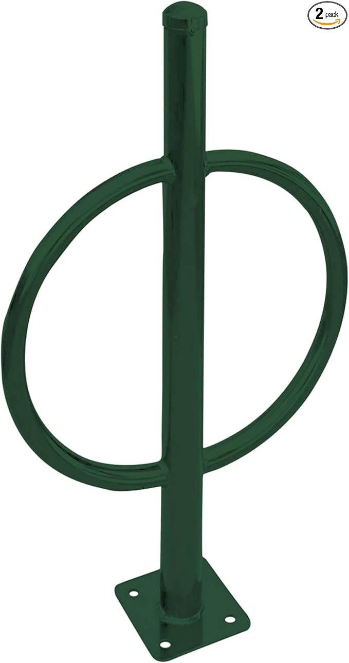 Sandbaggy Post and Ring Bike Rack - Commercial Bike Racks - Galvanized Steel - Anti-Theft Design - In Ground, Apartments, Sidewalks, Industrial (Green, 2)