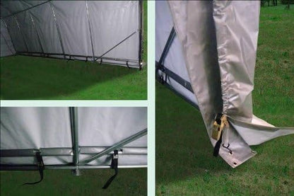 20'x12' Heavy Duty Carport with Zipper Doors – Galvanized Steel Frame & Waterproof PE Cover, UV-Resistant, Grey Portable Garage Canopy Shelter (20'x12')