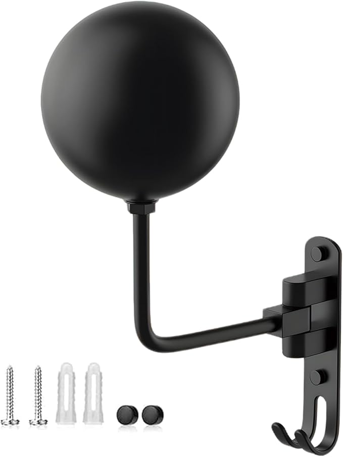 aiGear Motorcycle Helmet Holder, 180°Rotatable Motorcycle Helmet Rack with Double Hooks, Space Aluminum Motorcycle Helmet Holder Wall Mount for Motorcycle Bike Coats, Baseballs, Rugby Helmet (1 Pack)