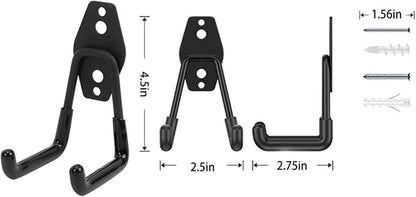 Wall Mount Heavy Duty Garage Hooks (4-Pack) – Wall Mounted Storage Hooks for Ladders, Bikes, Tools & More – Rust-Resistant Steel with Anti-Slip PVC Coating Small U Hooks