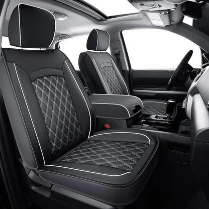 LUCKYMAN CLUB F150 Faux Leather Seat Covers Fit for 2015-2024 2025 F150 SuperCrew and 2017-2024 2025 F250 F350 F450 Super Duty Crew Cab Pickup Trucks(Full Set, Black&White)