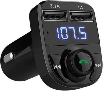 Handsfree Call Car Charger,Wireless Bluetooth FM Transmitter Radio Receiver,Mp3 Audio Music Adapter,Dual USB Port Compatible for All Smartphones,Samsung Galaxy,LG,HTC,etc.