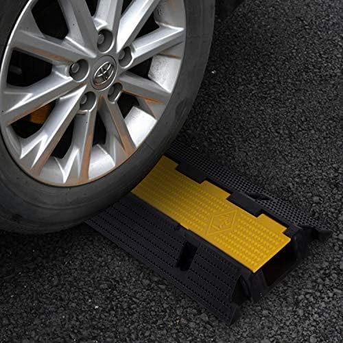 4 Pack Rubber Cable Ramp Hose Cable Protector Ramp 1 Channel 22000Lbs Load Capacity Traffic Speed Bump Wires Power Lines Extension Cord Cover for Indoor Outdoor