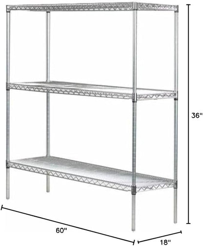 Omega 18" Deep x 60" Wide x 36" High 3 Tier Chrome Starter Shelving Unit
