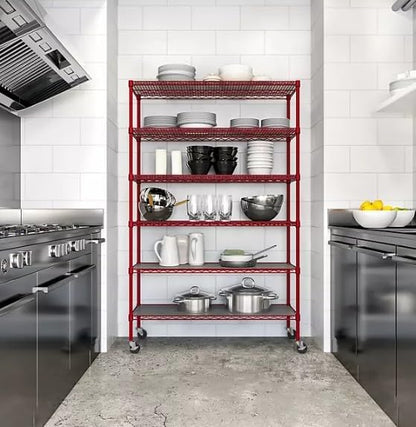 Generic Organize in Style with The Members Mark 6-Tier NSF Heavy Duty Wire Shelving, 47.75"" W x 18"" D x 75.5"" H (Red, 3 PACK)