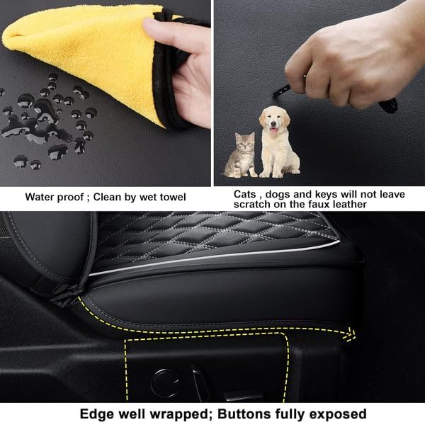 LUCKYMAN CLUB F150 Faux Leather Seat Covers Fit for 2015-2024 2025 F150 SuperCrew and 2017-2024 2025 F250 F350 F450 Super Duty Crew Cab Pickup Trucks(Full Set, Black&White)