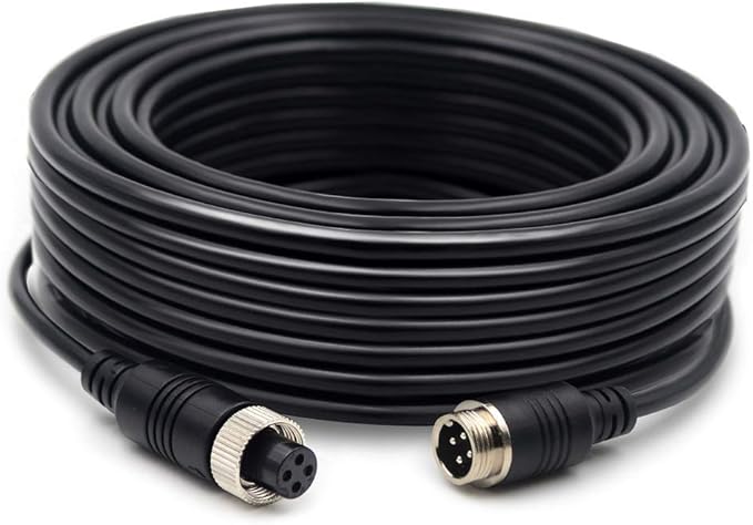 34FT Backup Camera Extension Cable - 4Pin Aviation Video Cable for Car Rear View Camera Systems