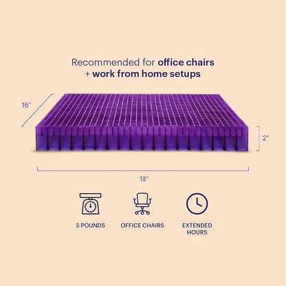 Purple Double Seat Cushion | Pressure Reducing Grid Designed for Ultimate Comfort | Designed for Office Chairs | Made in The USA