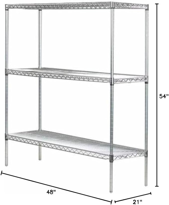 Omega 21" Deep x 48" Wide x 54" High 3 Tier Chrome Starter Shelving Unit