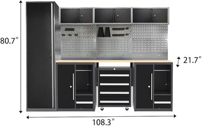 JZD Heavy Duty Metal Garage Shop Tool Storage Cabinet System, No Wall Mounting Needed, for Utility Room Pantry