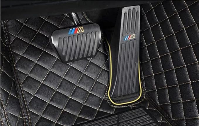 Custom All-Weather Protection Leather Car Floor Mats for Cars Sedan SUV Sports Car Waterproof Floor Mat (Black+Pink)