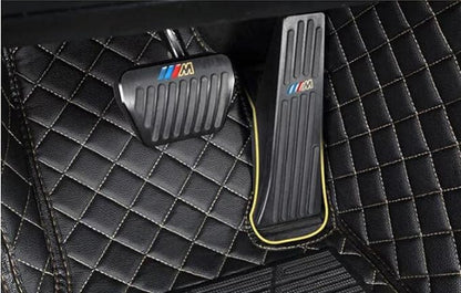 Custom All-Weather Protection Leather Car Floor Mats for Cars Sedan SUV Sports Car Waterproof Floor Mat (Black+Pink)