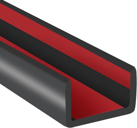 Rubber Edge Trim, Flexible Self Adhesive U Shaped Peel and Stick Edge Banding, 1-1/2"(38mm) U Channel Edge Protector, Edge Guards for Woods, Furniture, 20Ft, Black Color