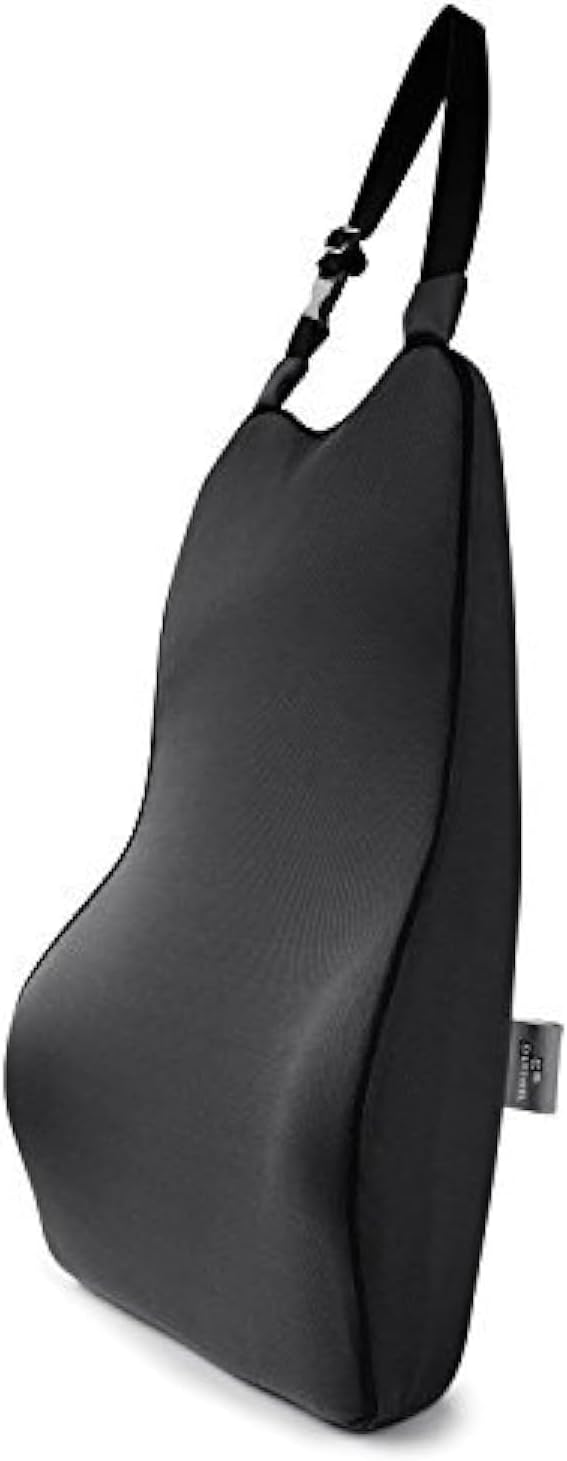 Lumbar Support Pillow for Car - Back Support for Medium to Large Vehicles - Soft Memory Foam Car Seat Cushion for Back Pain Relief - Dual Adjustable Straps Securely Fixed Car Lumbar Support -Black