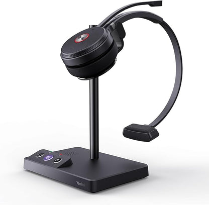 Yealink WH62 DECT Mono Teams Wireless Headset, 525 ft Range Work Headphone with 2X Noise Canceling Mic for IP Phone and Computer, Single Ear Headset with Call Control, Ringer,13H Talk Time