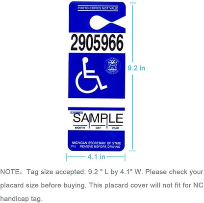Handicap Placard Holder - Ultra Transparent Disabled Parking Permit Placard Protective Holder Cover with Large Hanger by Tbuymax (Set of 2)