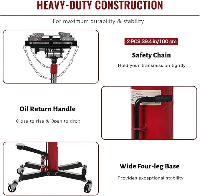 Transmission Jack 1322 LBS Hydraulic Telescoping 2-Stage Lift Jack Stand 33.8"-72.8" High Lift Transmission Jacks with Foot Pedal & 360° Swivel Wheels for for Garage/Workshop Car and Truck Repairs