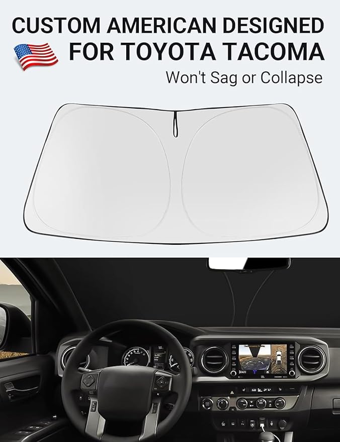 Proadsy for 2016-2023 Toyota Tacoma 2Dr 4Dr Pickup Windshield Sun Shade 4-Layer Foldable Front Sunshade Protector Sun Visor Blocks UV Rays Keep Car Cooler